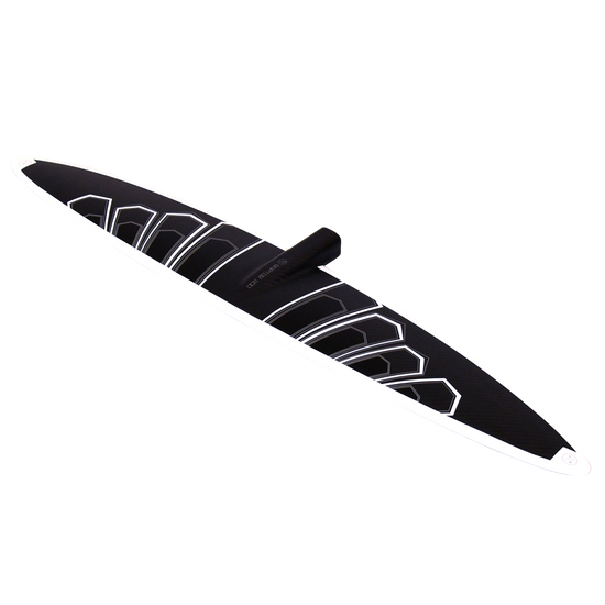 Raptor 1100 Front Wing: Carbon surfboard fin with geometric patterns for advanced riders.