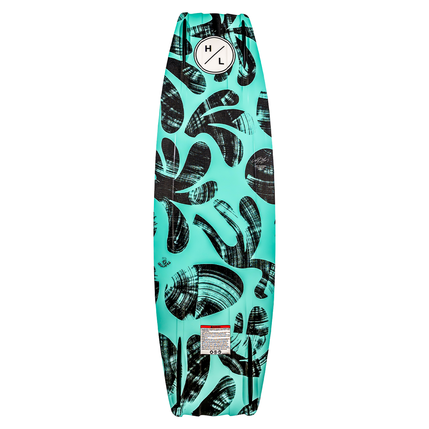 Teal Capitol Loaded wakeboard with black leaf patterns and an H/L logo.