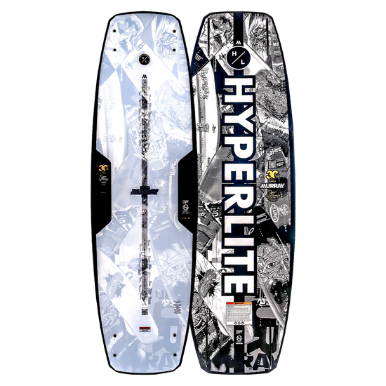 Top and base of Murray Pro wakeboard, black & white, with a Variable Edge Design.