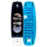 Top and base of Sender wakeboard: beach design and blue HYPERLITE, with a 3-Stage Rocker.