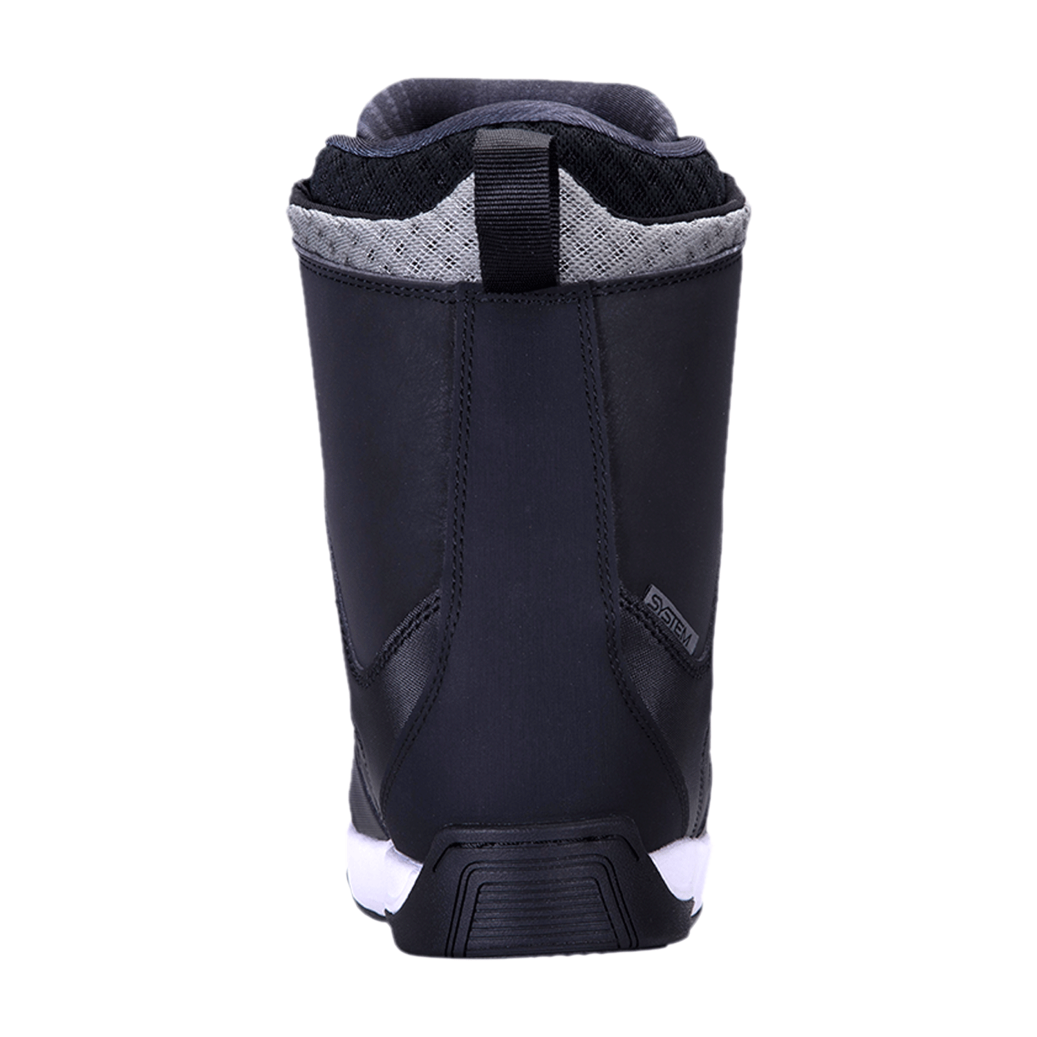 Freepress Boot 2024: Black with gray trim, white heel accent, internal ankle harness included.