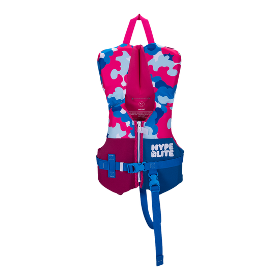 Girls Toddler Indy CGA Vest in blue, pink, and white camo; USCG approved.