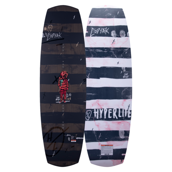 Top and base of bold Codyak wakeboard with logos displayed side by side.